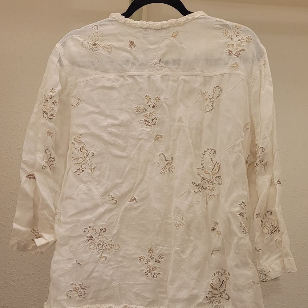 Chico's White Embroidered Cardigan - Picture 2 of 5